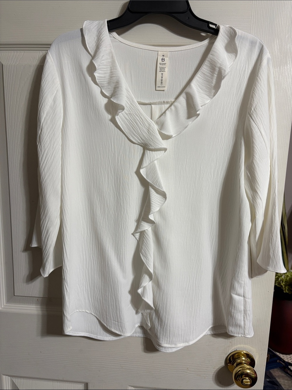Women’s Ruffle-Front Blouse - White